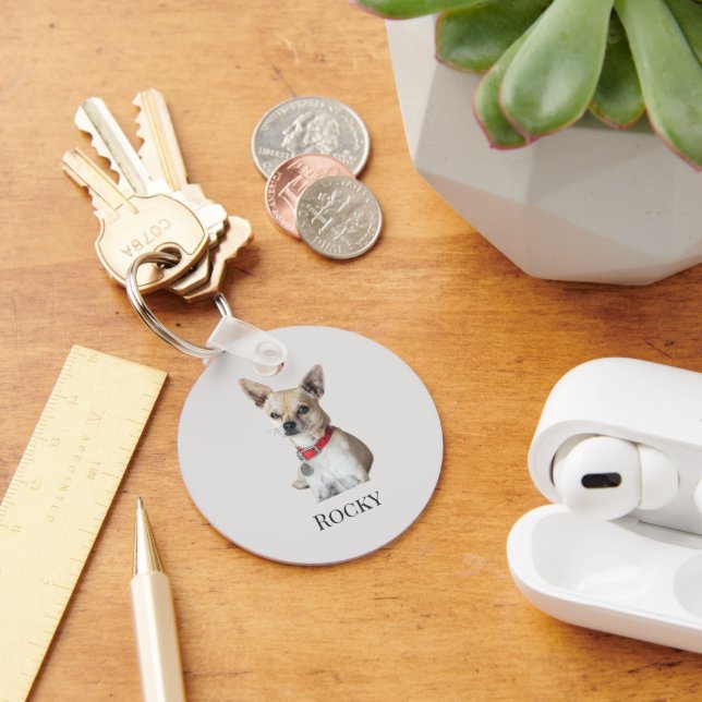 Chaveiro Foto Personalizada de Cachorro | Nome de Pet Perso (Mesa)
