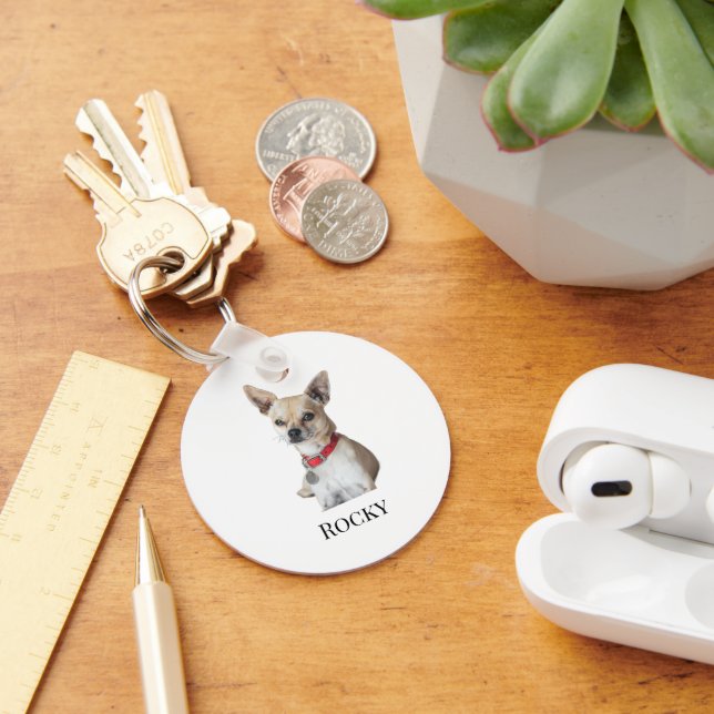 Chaveiro Foto Personalizada de Cachorro | Nome de Pet Perso (Mesa)