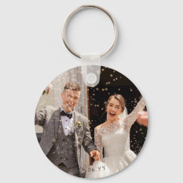 Chaveiro Foto personalizada de casamento e data frente e ve