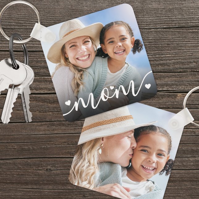 Chaveiro Foto Personalizada De Dois Lados Da Mãe (Custom Double Sided Mom Two Photo keychain )