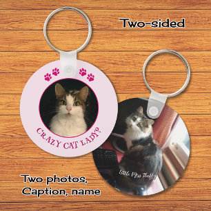 Chaveiro Foto personalizada de gato louco rosa