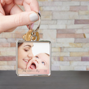 Chaveiro Foto personalizada de mãe e bebê do primeiro Dia d