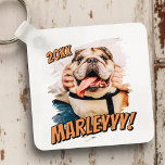 Chaveiro Foto personalizada de Pet personalizada do Modern<br><div class="desc">Este design simples e clássico é composto por tipografia serif e adiciona uma foto personalizada do seu animal de estimação.</div>