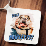 Chaveiro Foto personalizada de Pet personalizada do Modern<br><div class="desc">Este design simples e clássico é composto por tipografia serif e adiciona uma foto personalizada do seu animal de estimação.</div>