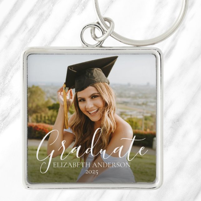Chaveiro Foto personalizada de script do Formando 2025 (Graduate 2025 Script Custom Photo Keychain)