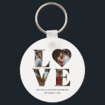 Chaveiro Foto personalizada do coração 4 com amor ao Casal<br><div class="desc">Mostre o seu amor um ao outro com este casal especial de amor, coração quatro, chaveiro de fotos. Design único apresenta um romântico "amor" numa brilhante fotografia de ti e do teu parceiro. Este chaveiro será um lembrete significativo do seu relacionamento cada vez que você alcançar suas chaves. Clique no...</div>