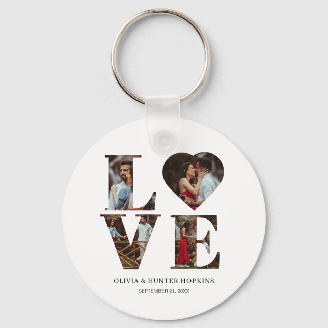 Chaveiro Foto personalizada do coração 4 com amor ao Casal (Frente)