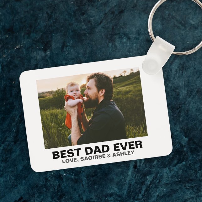 Chaveiro Foto personalizada do melhor Pai de sempre (Best Dad Ever Unique Father's Day Custom Photo Keychain
)