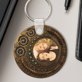 Chaveiro Foto personalizada e engrenagens de metal embutido