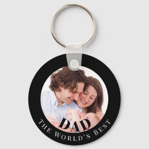 Chaveiro Foto Personalizada em Círculo Preto Melhor Pai