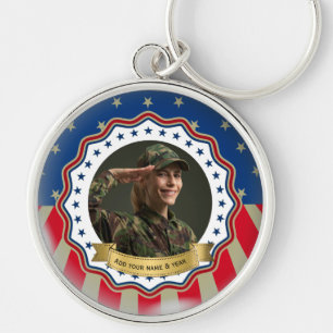 Chaveiro Foto Personalizada EUA Militar - Dia do Veterano e
