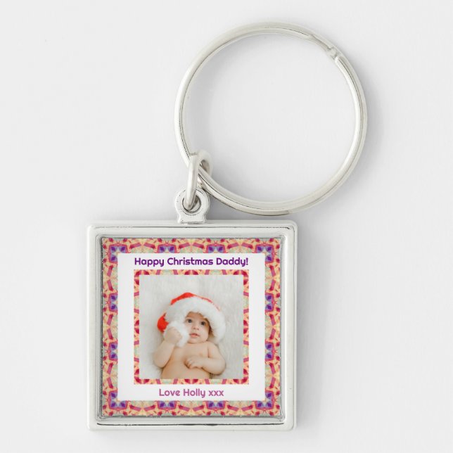Chaveiro Foto personalizada Feliz Pai de Natal Feliz Pai de (Frente)
