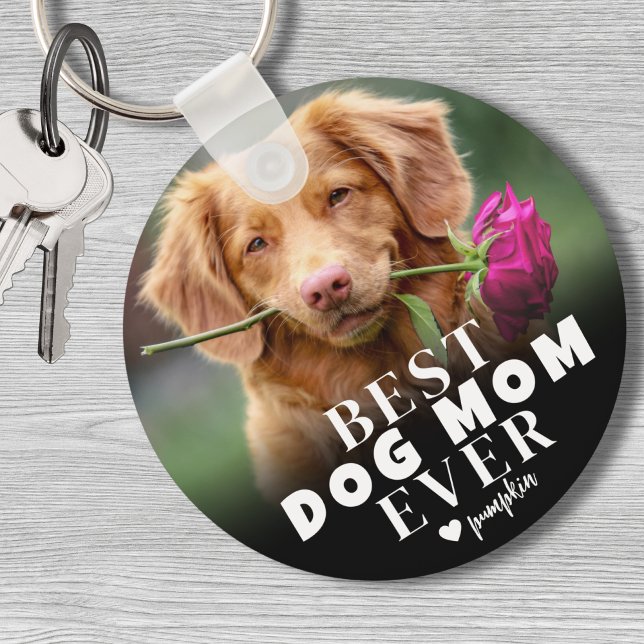Chaveiro Foto Personalizada Melhor Mãe de Cachorro Pet (Personalized Pet Best Dog Mom Photo keychain)