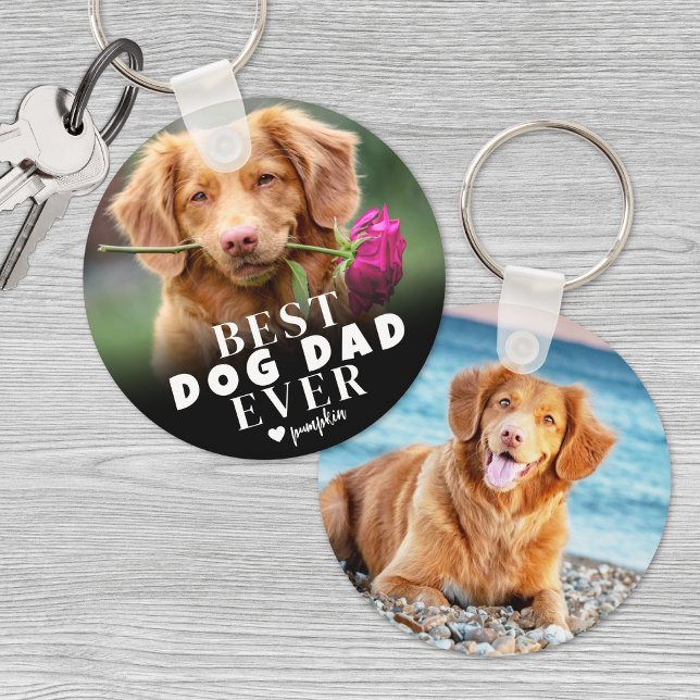 Chaveiro Foto Personalizada Melhor Pai de Cachorro Pet (Personalized Pet Best Dog Dad Photo keychain)