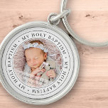 Chaveiro Foto Personalizada Moderna do Simples Batismo Foto<br><div class="desc">Este design simples e clássico é composto por tipografia serif e adiciona uma foto personalizada. "Meu Santo Batismo" circula a foto do seu bebê,  filho,  etc</div>