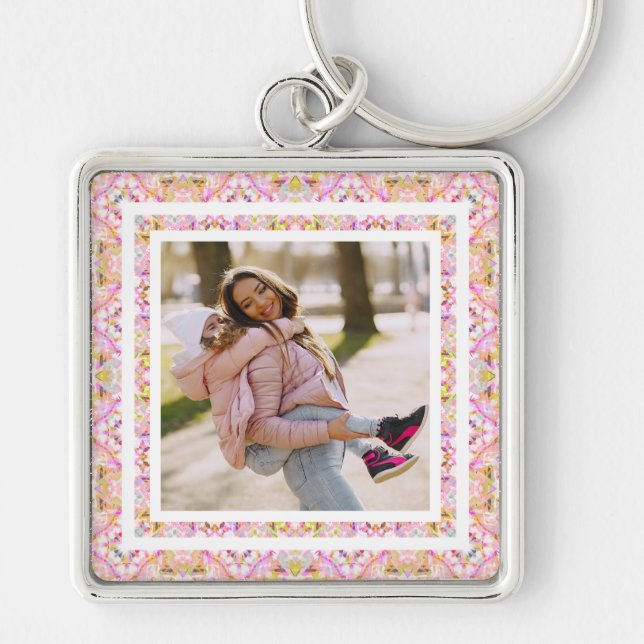 Chaveiro Foto personalizada Pastel rosa feliz Dia da Mãe Ve (Frente)
