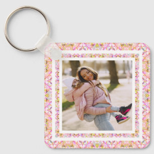 Chaveiro Foto personalizada Pastel rosa feliz Dia da Mãe Ve