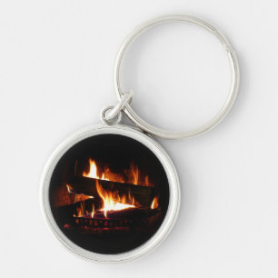 Chaveiro Fotografia da cena de inverno quente em lareira