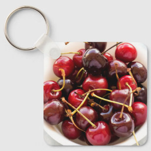 Chaveiro Fotografia de Cerejas Vermelhas Frescas em uma Tig