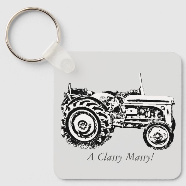 Chaveiro fotografia do trator de massey fergison da Cinza v (Frente)