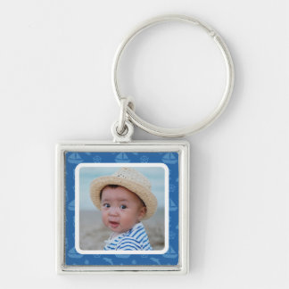 Chaveiro Fotomontagem Náutica Azul Personalizada para Bebê