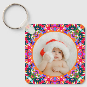 Chaveiro Fotos Personalizadas Feliz Natal Moderno Colorido