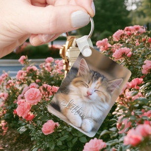 Chaveiro Fotos Verticais de Gatos com Nome Curly Fofo