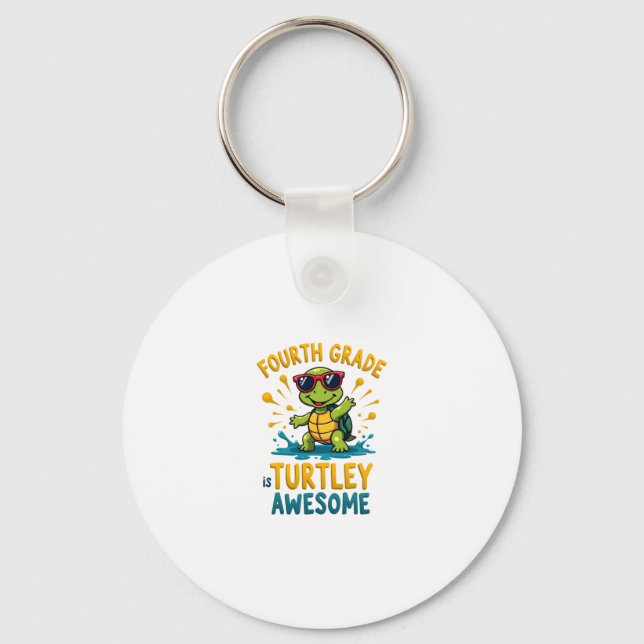 Chaveiro Fourth Grade Turtle-y Awesome First Day of Fourth  (Frente)