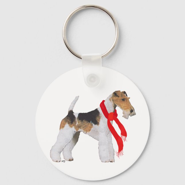 Chaveiro Fox Terrier com fio em um Scarf (Frente)
