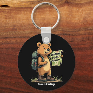 Chaveiro Foxtrots Deltas Tangos Urso Engraçado Retrográfico