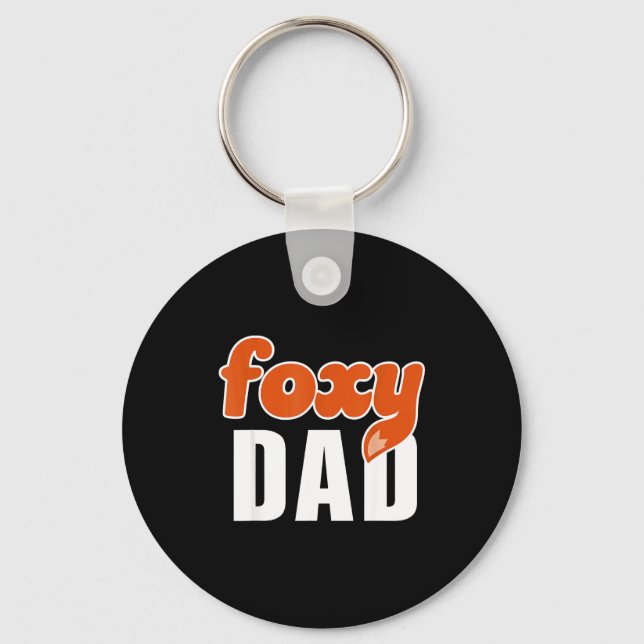 Chaveiro Foxy Dad Shirt Funny Father Gift Cute Fox Cartoon  (Frente)
