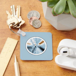 Chaveiro Fractal Azul-abstrato