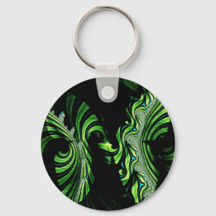 Chaveiro fractal de borboleta preta e verde