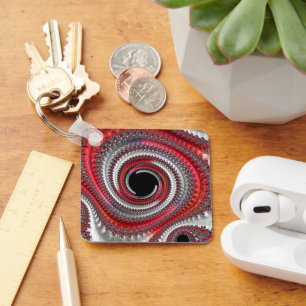 Chaveiro Fractal Espiral Gradiente Vermelho abstrato