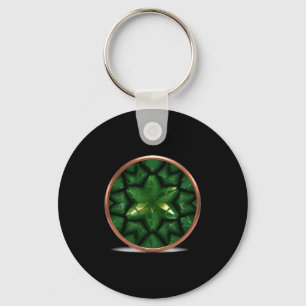 Chaveiro Fractal Estrela Pontiaguda Verde Com Moldura de Co