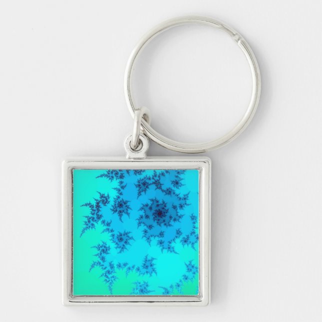 Chaveiro Fractal Verde Azul (Frente)