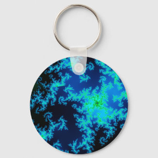Chaveiro fractal verde e azul