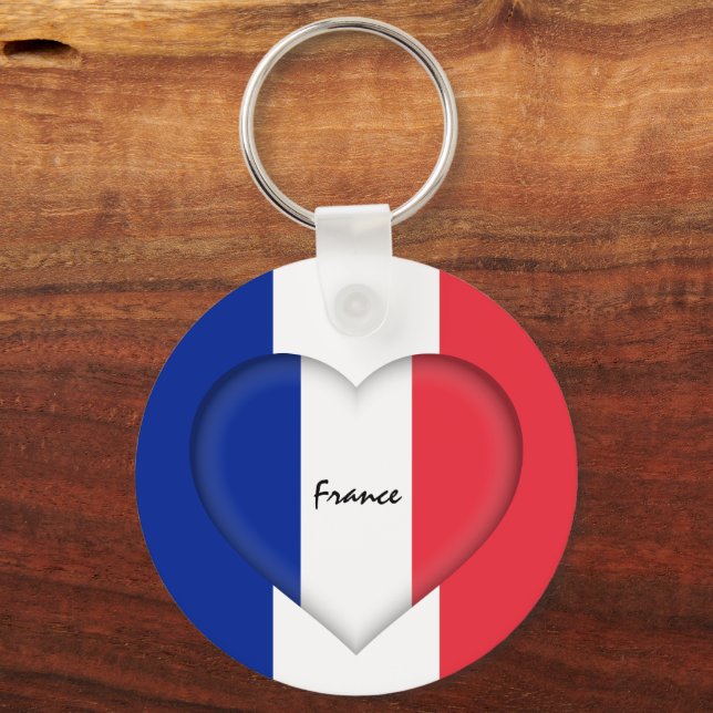 Chaveiro França & Heart, Moda da bandeira francesa / esport (Frente)