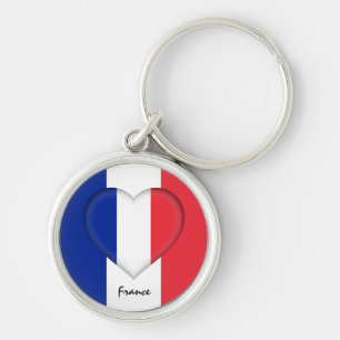 Chaveiro França & Heart, moda francesa da bandeira/esporte
