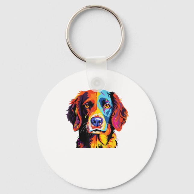 Chaveiro Francês Brittany Spaniel Mãe Pai Cachorro Face Pop (Frente)