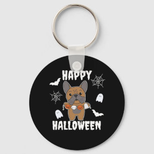 Chaveiro Francês Buldogue Feliz Cachorro de Halloween