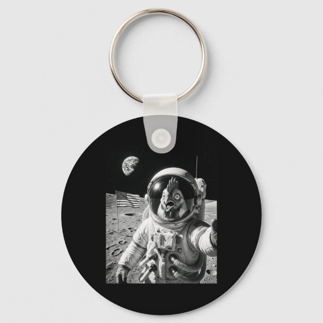 Chaveiro Frango Astronauta Selfie Na Lua Frango Engraçado (Frente)