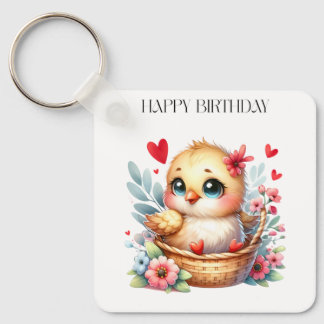 Chaveiro Frango de aniversário fofo.