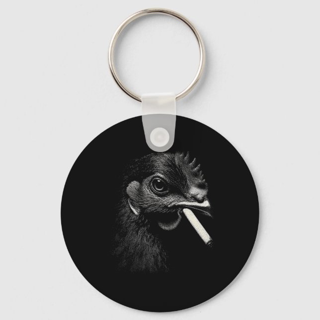 Chaveiro Frango de Fazenda Irregular Fumando Ícone Estilo U (Frente)