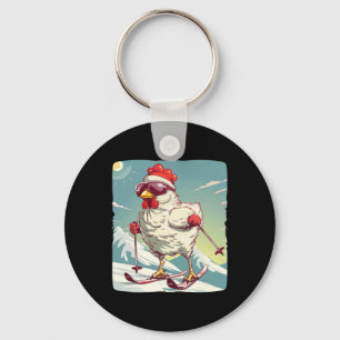Chaveiro Frango de Inverno Engraçado com Sapato de Esqui Cr