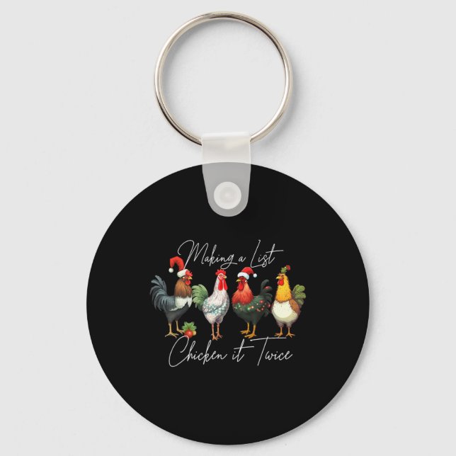 Chaveiro Frango de Natal Lover Xmas Santa Hat É Muito Engra (Frente)