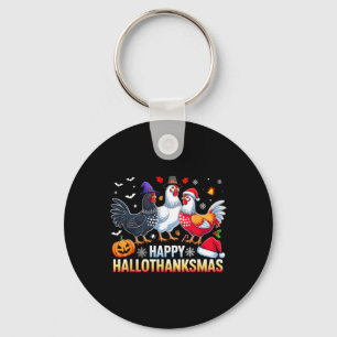 Chaveiro Frango Feliz Hallothanksmas Funny Halloween Ação d