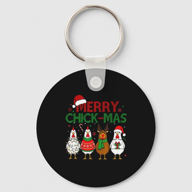 Chaveiro Frango Natal Chapéu de Papai Noel Alegre Chickmas  (Frente)