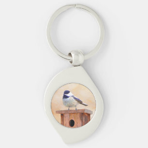 Chaveiro Frango no Birdhouse Painting Arte Original de Pás