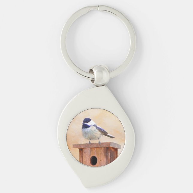 Chaveiro Frango no Birdhouse Painting Arte Original de Páss (Frente)